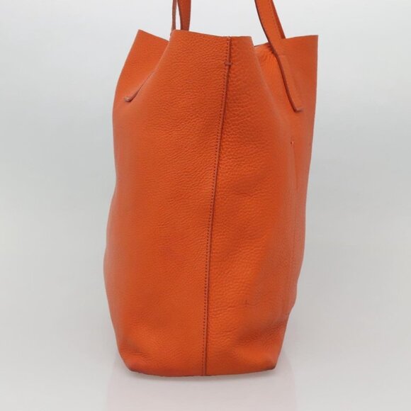 PRADA Tote Bag Leather Orange Gold Auth hk2515 - Picture 4 of 16